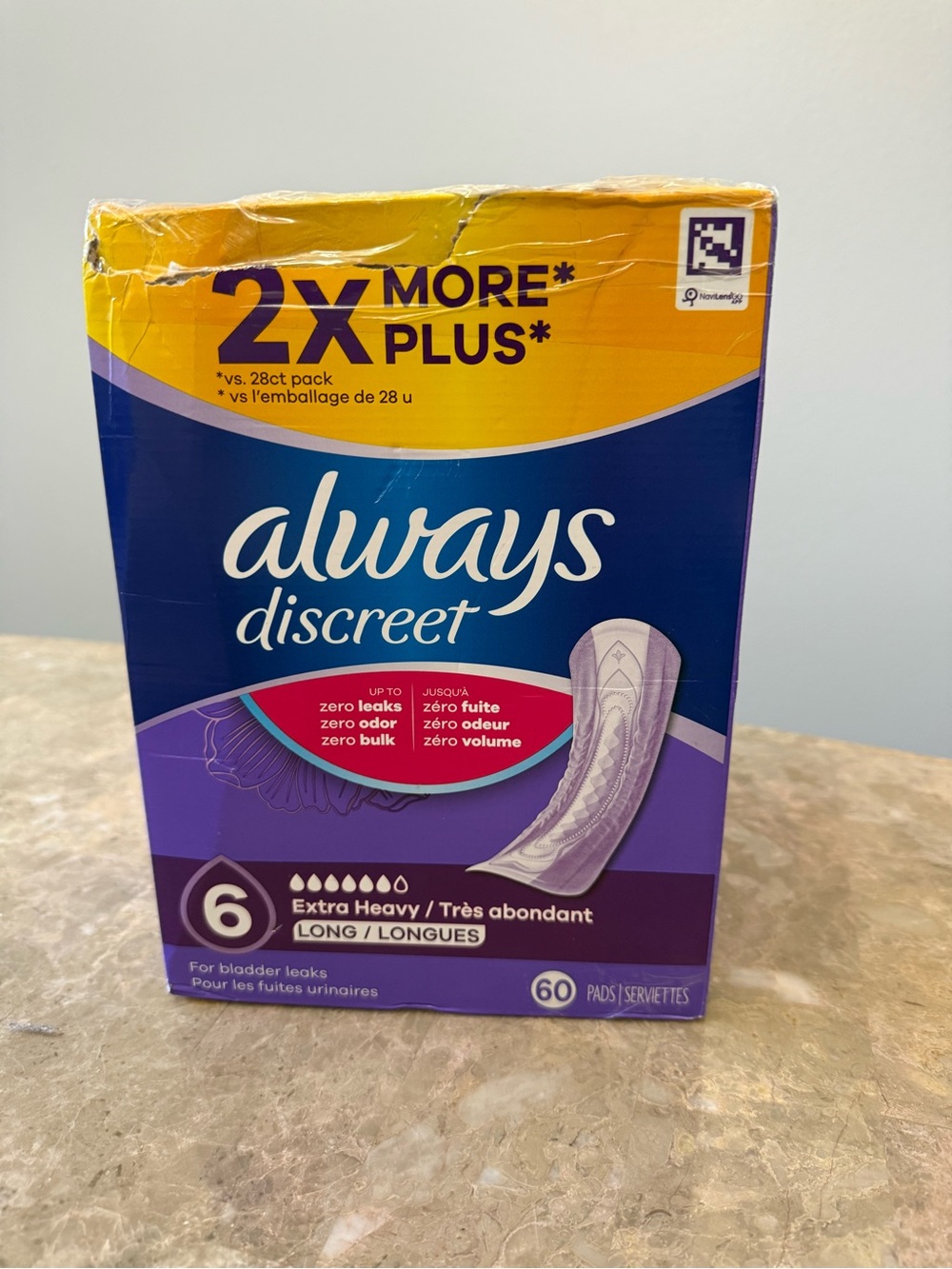 Always Discreet Extra Heavy Long 60 Pads For Bladder Leaks